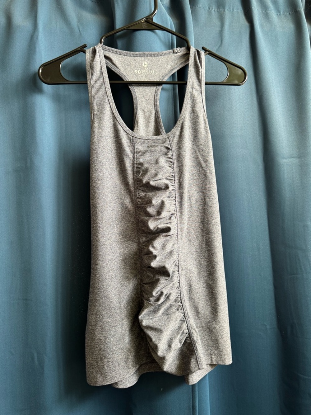90 Degree By Reflex Gray Ruched Front Racerback Tank Top